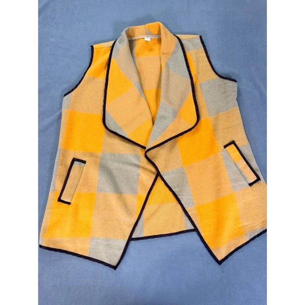 Women's Yellow Gold/Beige Cotton Blend Fall/ Winter Vest w/ Pockets- OS